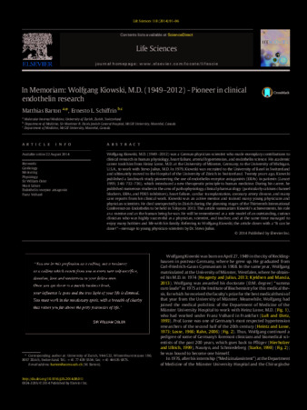 In Memoriam: Wolfgang Kiowski, M.D. (1949–2012) - Pioneer in clinical endothelin research thumbnail