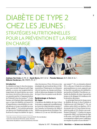 Diabète de type 2 chez les jeunes : stratégies nutritionnelles pour la prévention et la prise en charge thumbnail