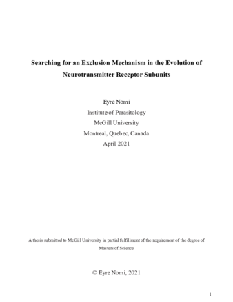 Searching for an exclusion mechanism in the evolution of neurotransmitter receptor subunits thumbnail