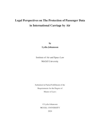 Legal Perspectives on The Protection of Passenger Data in International Carriage by Air thumbnail