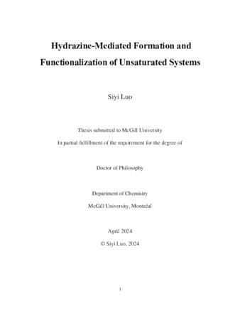 Hydrazine-mediated formation and functionalization of unsaturated systems thumbnail