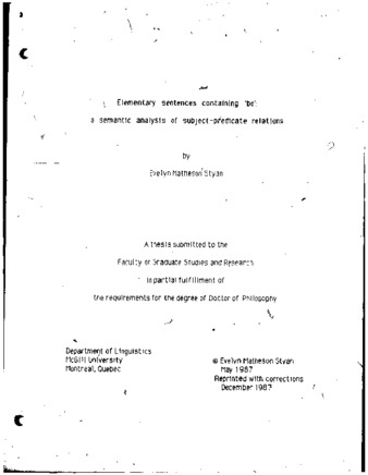 Elementary sentences containing 'be' : a semantic analysis of subject-predicate relations thumbnail