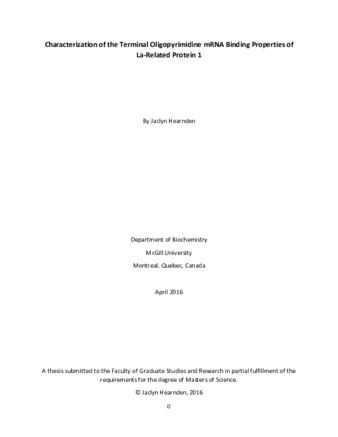 Characterization of the TOP mRNA binding properties of LARP1 thumbnail