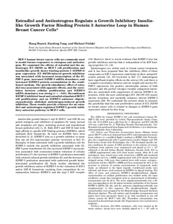 Estradiol and antiestrogens regulate a growth inhibitory insulin-like growth factor binding protein 3 autocrine loop in human breast cancer cells thumbnail