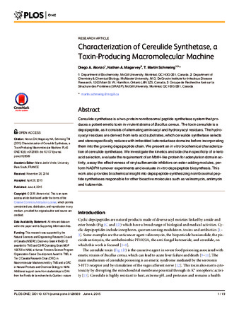 Characterization of Cereulide Synthetase, a Toxin-Producing Macromolecular Machine thumbnail