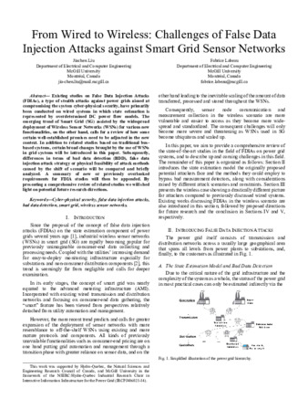 From Wired to Wireless: Challenges of False Data Injection Attacks Against Smart Grid Sensor Networks thumbnail