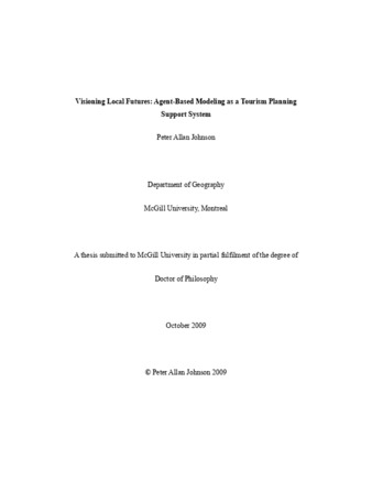 Visioning local futures: agent-based modeling as a tourism planning support system thumbnail