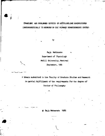 Transient and prolonged effects of acetylcholine administered iontophoretically to neurons in cat primary somatosensory cortex thumbnail