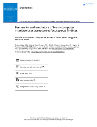 Barriers to and mediators of brain–computer interface user acceptance: focus group findings thumbnail