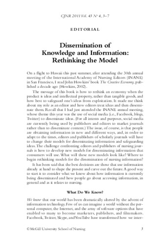 Dissemination of Knowledge and Information: Rethinking the Model thumbnail