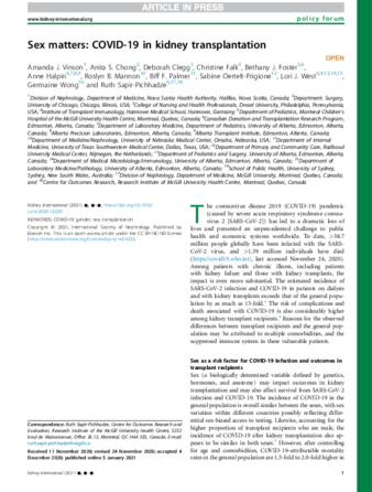 Sex matters: COVID-19 in kidney transplantation thumbnail