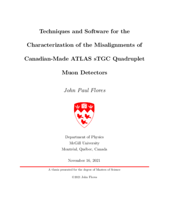 Techniques and software for the characterization of the misalignments of Canadian-made ATLAS sTGC quadruplet muon detectors thumbnail