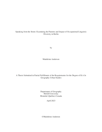 Speaking from the Street: Examining the Patterns and Impact of Occupational Linguistic Diversity in Berlin thumbnail