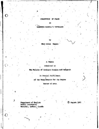 Conception of place in Lawrence Durrell's tetralogy thumbnail