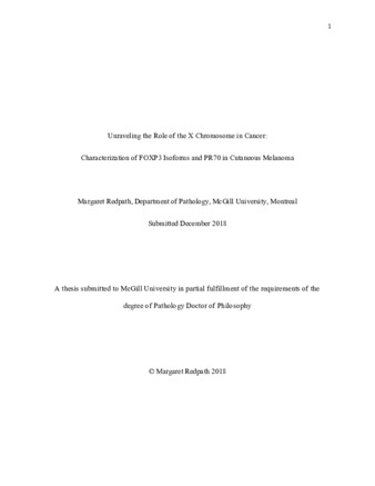 Unraveling the role of the X chromosome in cancer: characterization of FOXP3 Isoforms and PR70 in cutaneous melanoma thumbnail