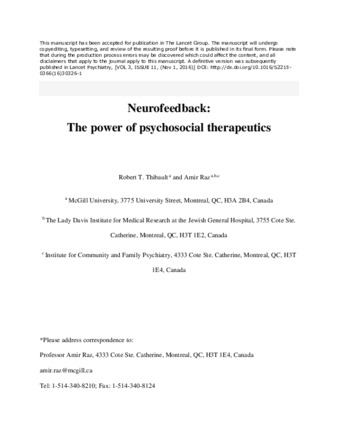 Neurofeedback: The power of psychosocial therapeutics thumbnail