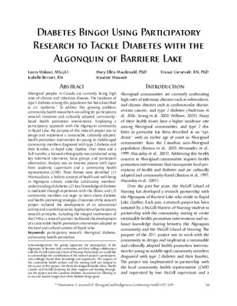 Diabetes Bingo! Using participatory research to tackle diabetes with the Algonquin of Barriere Lake thumbnail