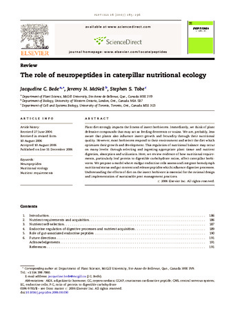 The role of neuropeptides in caterpillar nutritional ecology thumbnail