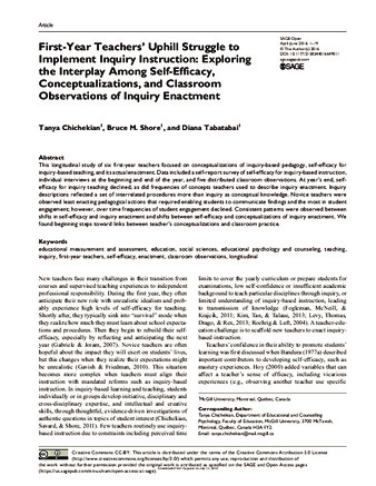 First-Year Teachers Uphill Struggle to Implement Inquiry Instruction: Exploring the Interplay Among Self-Efficacy, Conceptualizations, and Classroom Observations of Inquiry Enactment thumbnail