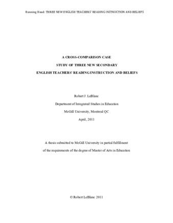 A cross-comparison case study of three new secondary English teachers' reading instruction and beliefs thumbnail