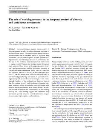 The role of working memory in the temporal control of discrete and continuous movements thumbnail