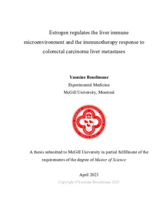 Estrogen regulates the liver immune microenvironment and the immunotherapy response to colorectal carcinoma liver metastases thumbnail