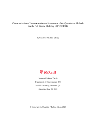 Characterization of Instrumentation and Assessment of the Quantitative Methods for the Full Kinetic Modeling of [11C]CURB thumbnail