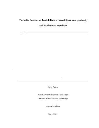 The Noble Bureaucrat: Louis I. Kahn's Central Space as art, authority and architectural experience thumbnail