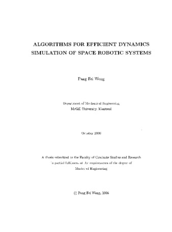 Algorithms for efficient dynamics simulation of space robotic systems thumbnail