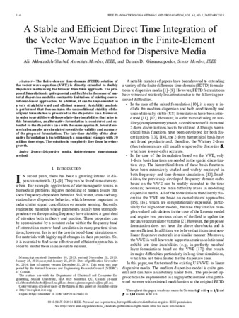 A Stable and Efficient Direct Time Integration of the Vector Wave Equation in the Finite-Element Time-Domain Method for Dispersive Media thumbnail