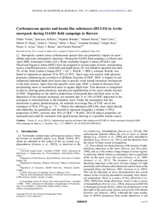 Carbonaceous species and humic like substances (HULIS) in Arctic snowpack during OASIS field campaign in Barrow thumbnail