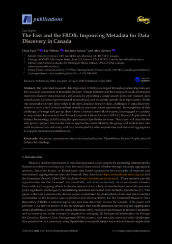 The Fast and the FRDR: Improving Metadata for Data Discovery in Canada thumbnail