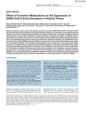 Effect of Common Medications on the Expression of SARS‐CoV‐2 Entry Receptors in Kidney Tissue thumbnail