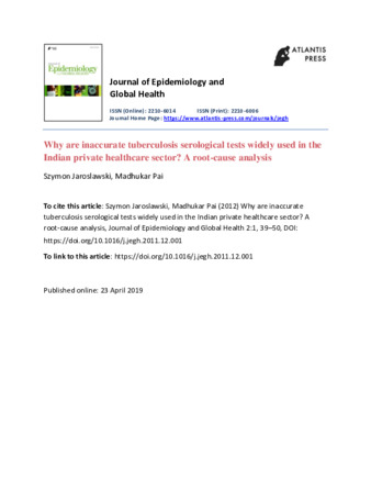 Why are inaccurate tuberculosis serological tests widely used in the Indian private healthcare sector? A root-cause analysis thumbnail