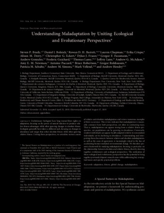 Understanding Maladaptation by Uniting Ecological and Evolutionary Perspectives thumbnail