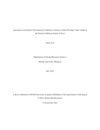 Assessing local produce procurement conditions to improve school feeding value chains in the Eastern Caribbean Island of Nevis thumbnail