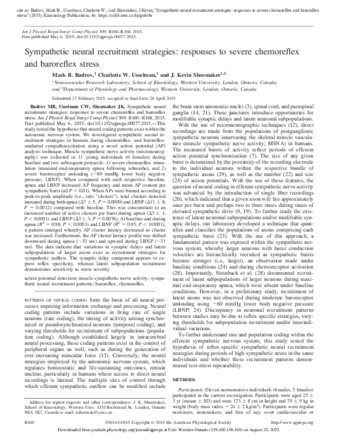 Sympathetic neural recruitment strategies: responses to severe chemoreflex and baroreflex stress thumbnail