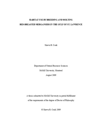 Habitat use by breeding and molting red-breasted mergansers in the Gulf of St. Lawrence thumbnail