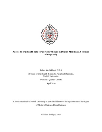 Access to oral health care for persons who are d/Deaf in Montreal: a focused ethnography thumbnail
