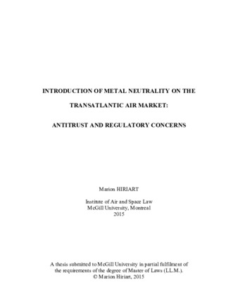 Introduction of metal neutrality on the transatlantic air market: antitrust and regulatory concerns thumbnail