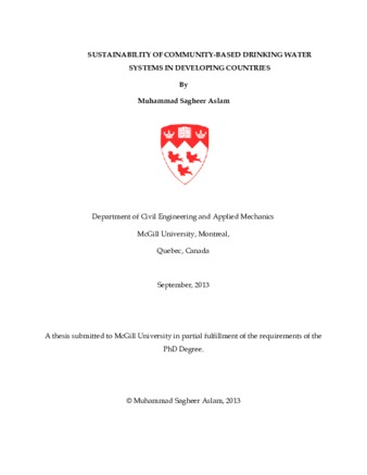 Sustainability of community-based drinking water systems in developing countries thumbnail