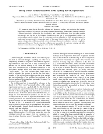 Theory of melt fracture instabilities in the capillary flow of polymer melts thumbnail