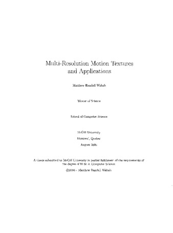 Multi-resolution motion textures and applications thumbnail