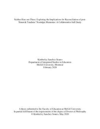 Neither Here nor There: Exploring the implications for reconciliation of post-Nunavik teachers’ nostalgic memories: A collaborative self-study thumbnail