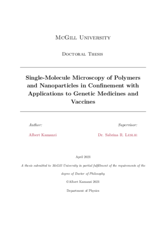 Single-molecule microscopy of polymers and nanoparticles in confinement with applications to genetic medicines and vaccines thumbnail