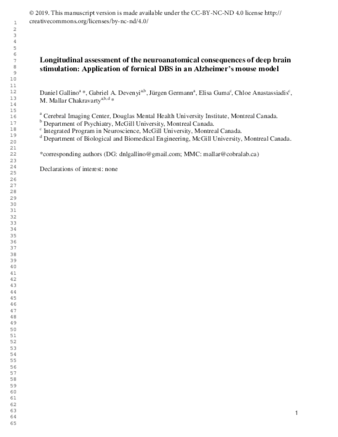 Longitudinal assessment of the neuroanatomical consequences of deep brain stimulation: Application of fornical DBS in an Alzheimer’s mouse model thumbnail