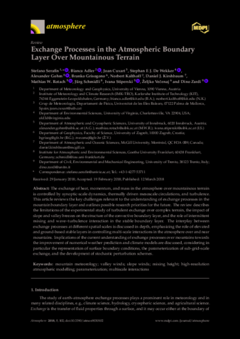 Exchange Processes in the Atmospheric Boundary Layer Over Mountainous Terrain thumbnail