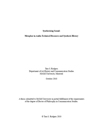 Synthesizing sound: metaphor in audio-technical discourse and synthesis history thumbnail