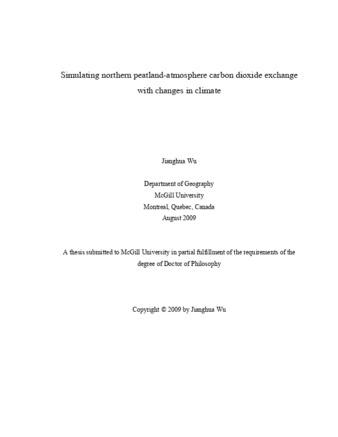 Simulating northern peatland-atmosphere carbon dioxide exchange with changes in climate thumbnail