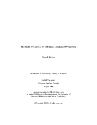 The role of context in bilingual language processing thumbnail